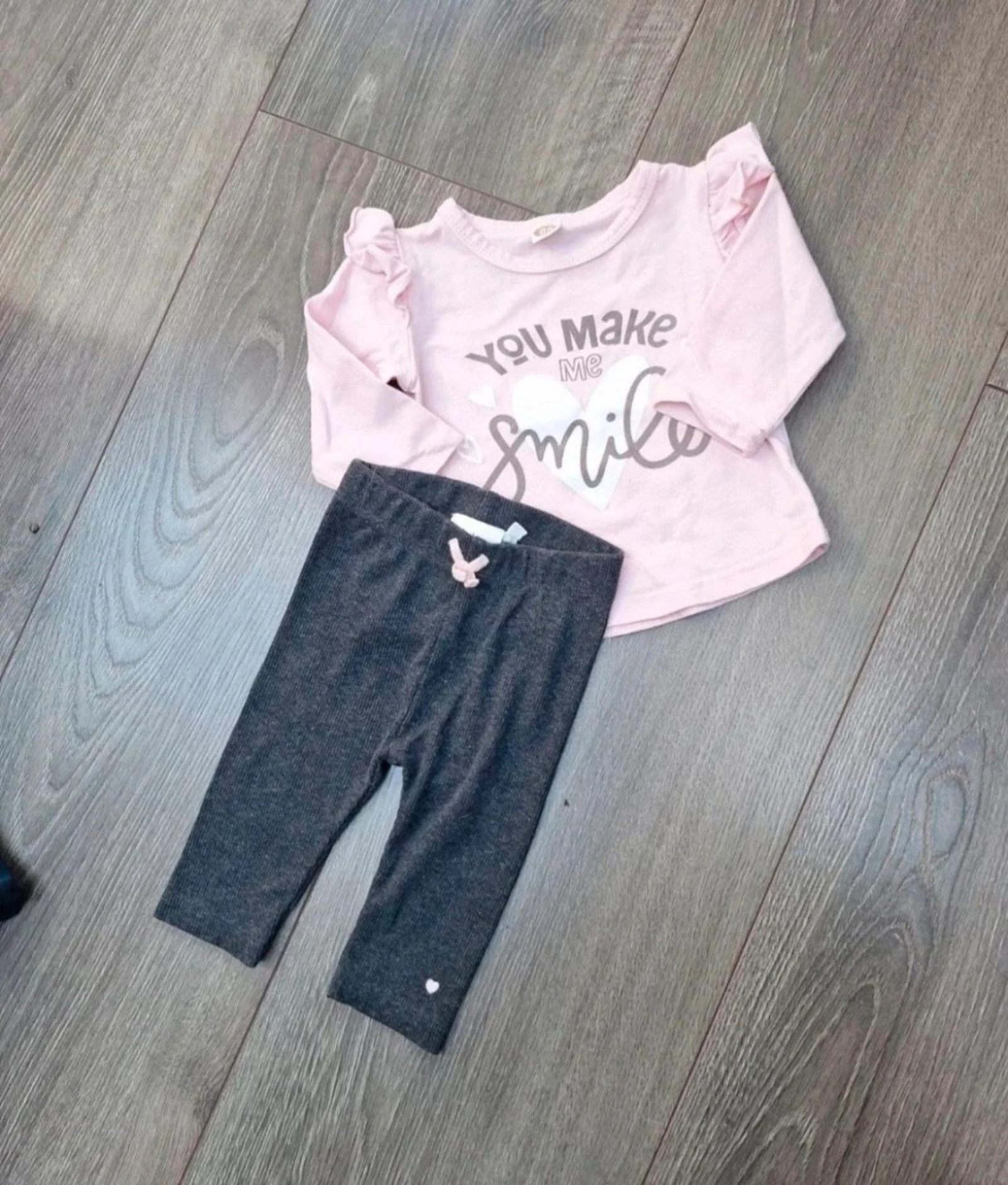 Baby set maat 62 trui roze + broek Feetje legging meisje